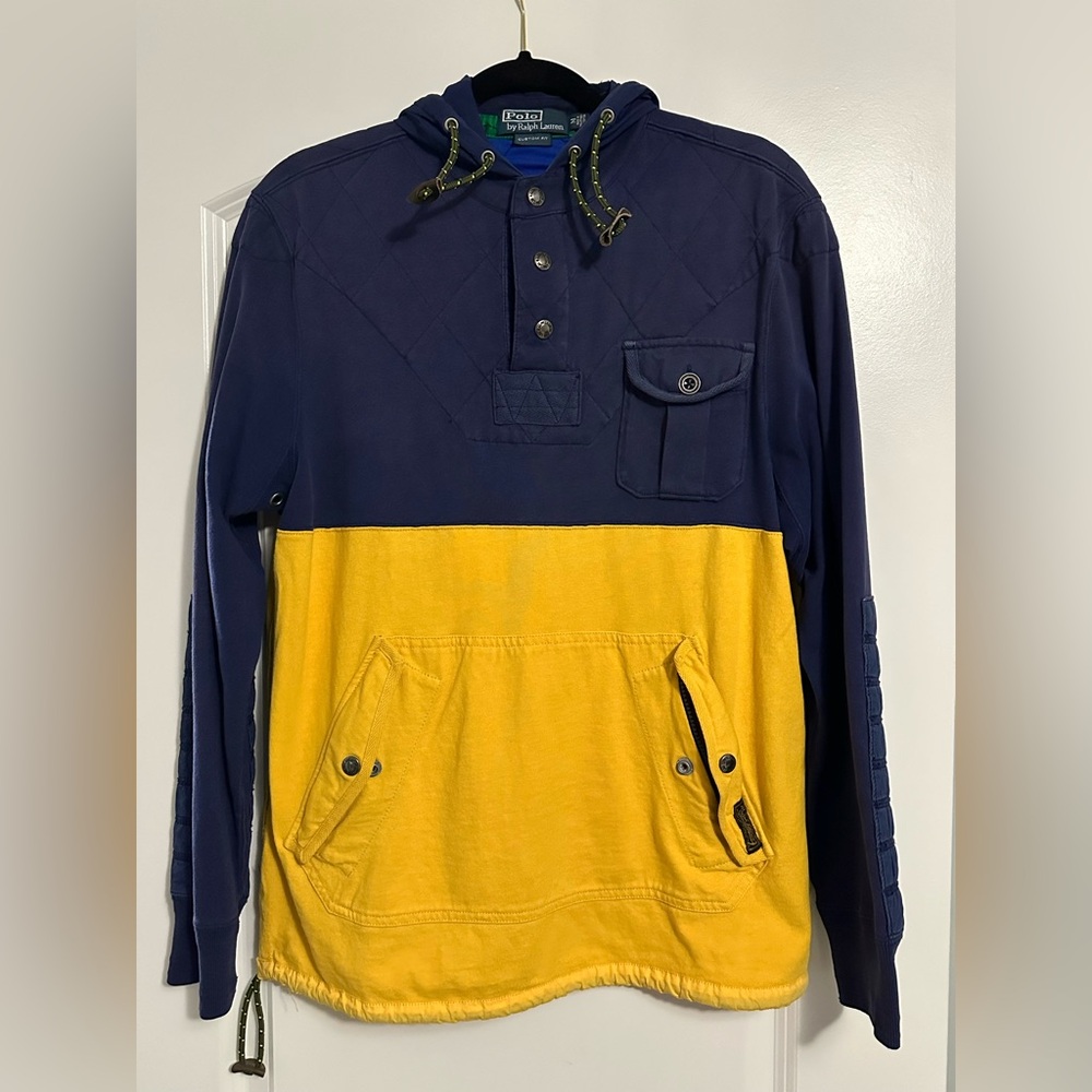 Polo Ralph Lauren Navy and Yellow Pullover Hoodie